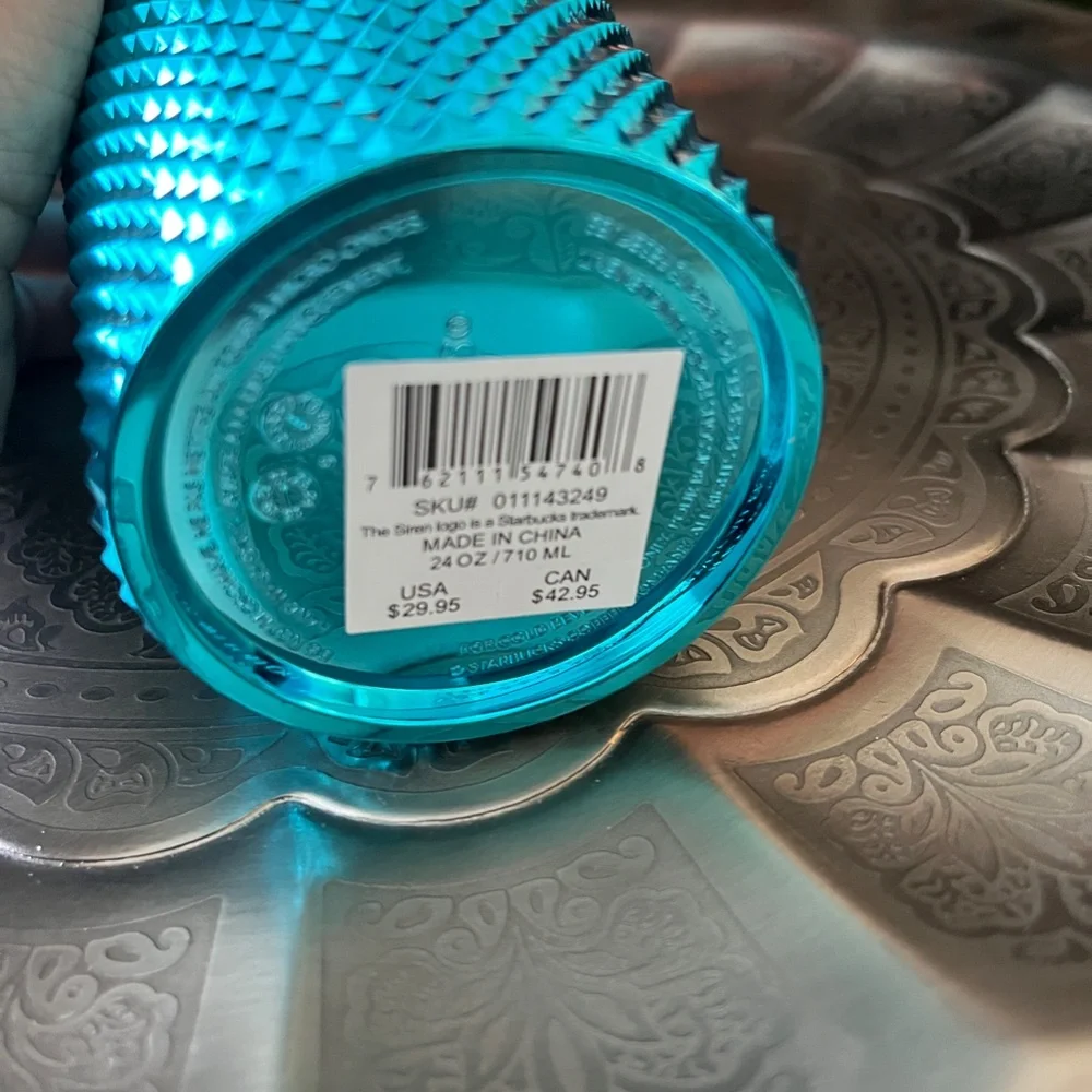 NWT STARBUCKS 2023 24 oz Aqua Studded Tumbler - Picture 4 of 6